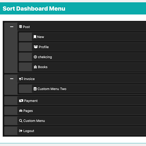 How to Sort Frontend Dashboard Menu