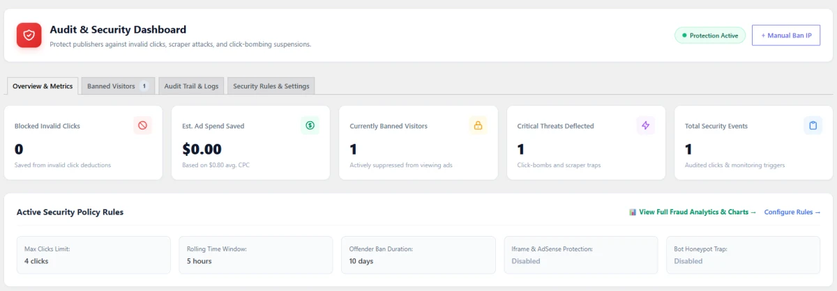 Ad Fraud Defense & Click-Bombing Protection Shield