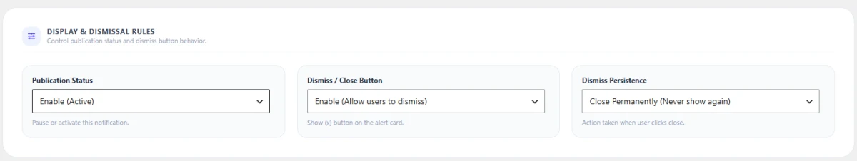 Session-Based or Permanent Alert Dismissal Rules
