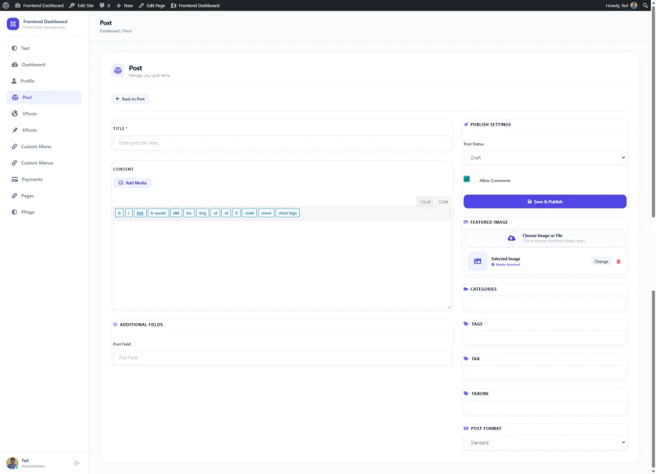 Complete Frontend Post Authoring & Submissions Grid