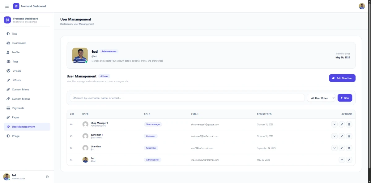 Modern Frontend User Directory with Search, Filters & Quick Actions
