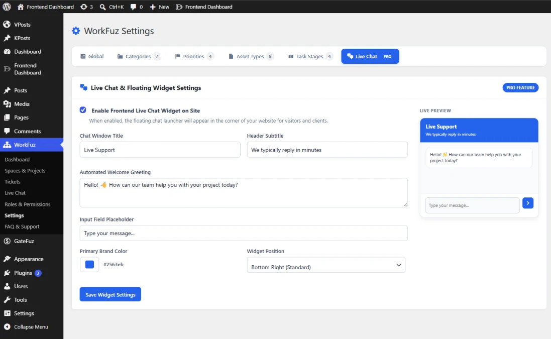 Live Chat Customizer & Pro Settings Hub