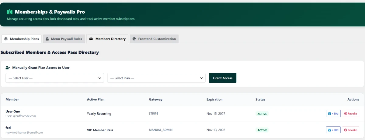 Complete Subscriber Management, Real-Time Tracking & Manual Access Control