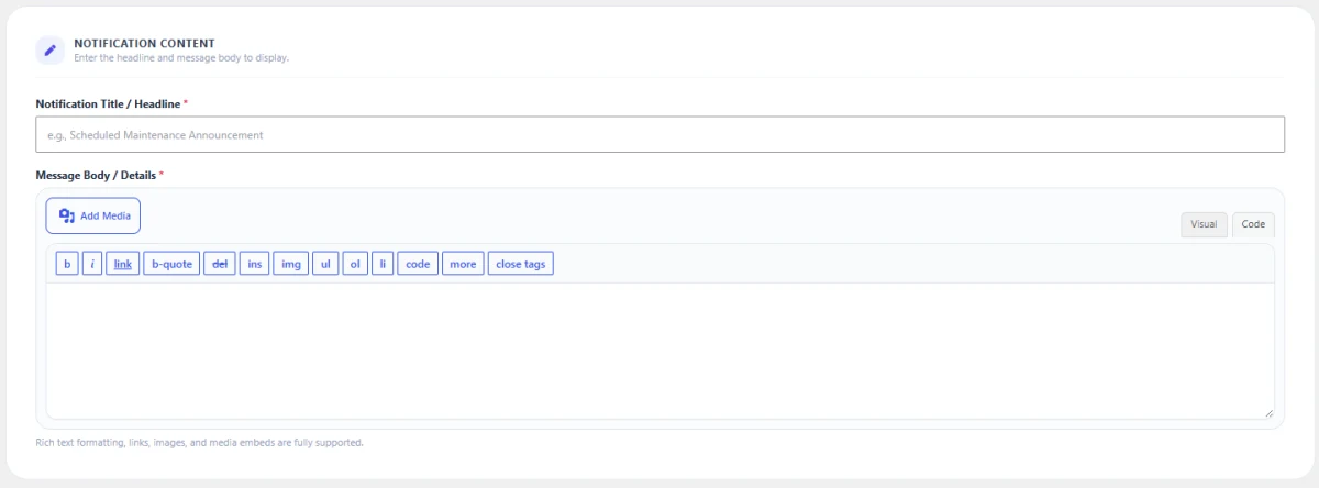 Full WordPress Rich Text, Media Embeds & Action Links
