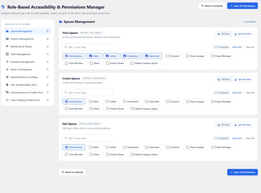 Granular Role-Based Permissions & Access Matrix